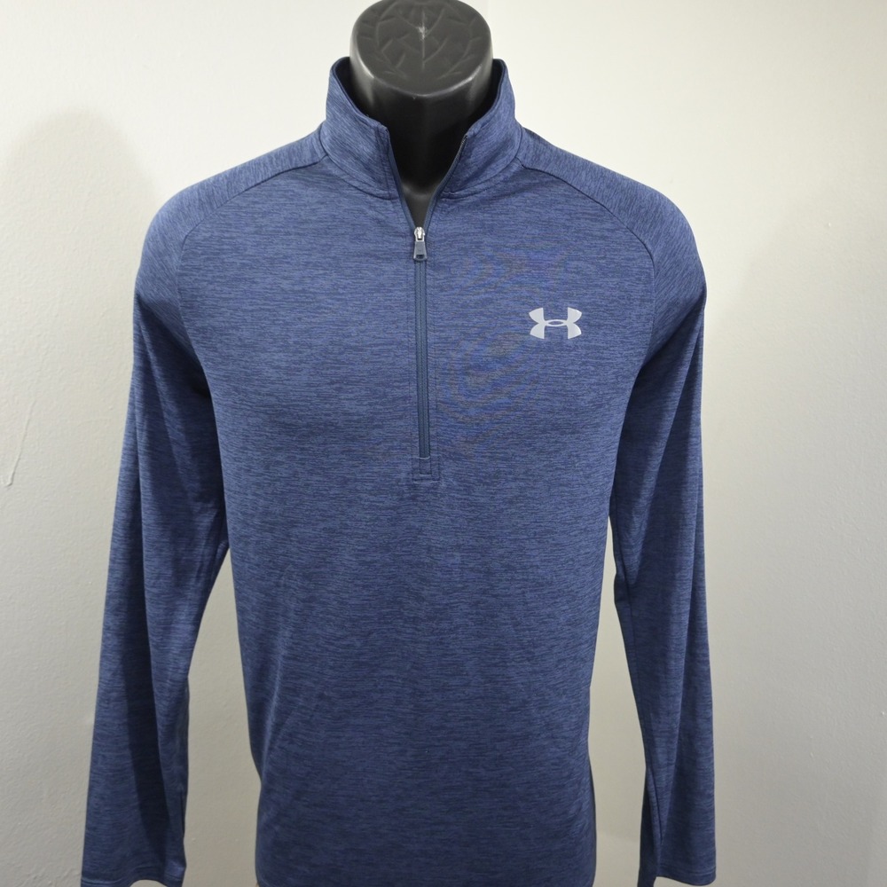 Under Armour 1/4 Zip Pullover Mens Medium Blue Gray Loose Fit HeatGear Golf